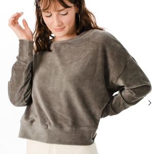 Z Supply Astrid Ash Green Cord Pullover